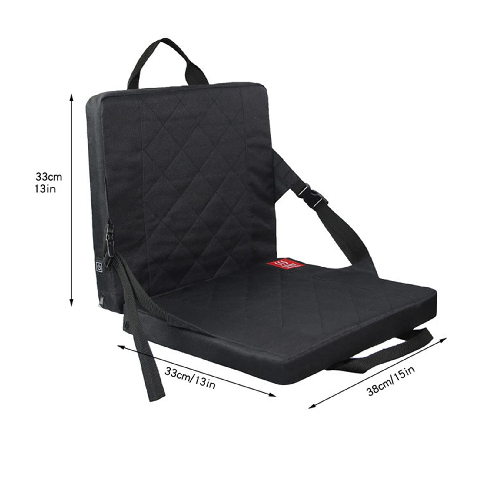 Asientos Calefactables para Estadios, Cojín De Asiento Portátil Plegable De 15x13x13 Pulgadas Asiento De Grada Recargable Ajustable En Temperatura con Respaldo para Camping Caza