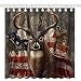 Wknoon 72 x 72 Inch Shower Curtain Set, Abstract Vintage Patriotic Deer Old Forest Retro American Flag Design Art