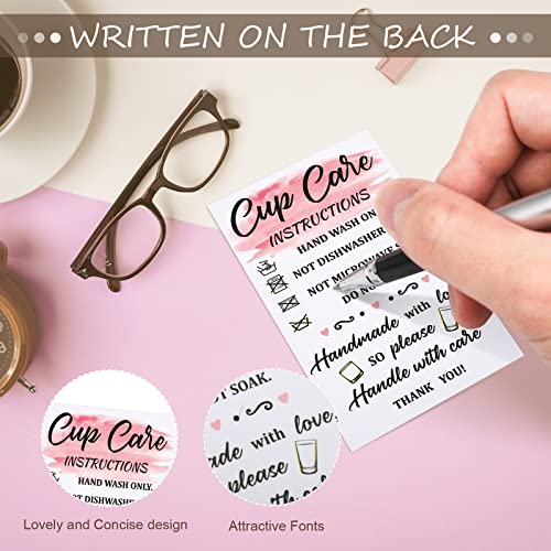Image of Sureio 200 Pcs Cup Care Instruction Cards, Tumbler Care Cards for Business