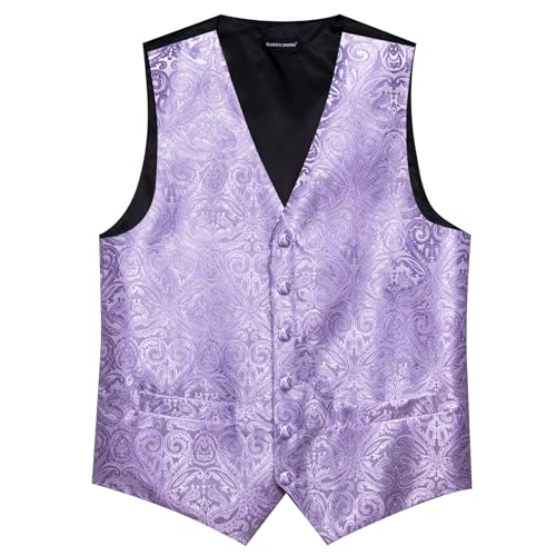 Image of Barry.Wang Men's Suit Vest Tie Bowtie Set Formal Silk Paisley Waistcoat Hanky Cufflinks Lapel Pin Set Wedding Party 7PCS