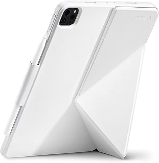 PITAKA iPad Pro 12.9 Case, MagEZ Folio 2 for iPad Pro 12.9, Lightweight, Multi-fold Folio with Hidden Magnetic Apple Pencil Holder, Compatible with MagEZ Case 2/Pro for iPad Pro - White