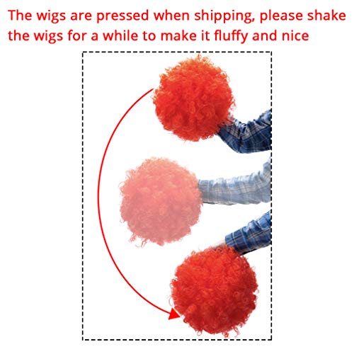 Image of FREE BEAUTY Fluffy Afro Synthetic Clown Wig for Men Women Cosplay Anime Party Christmas Halloween Fancy Funny Wigs (Red)