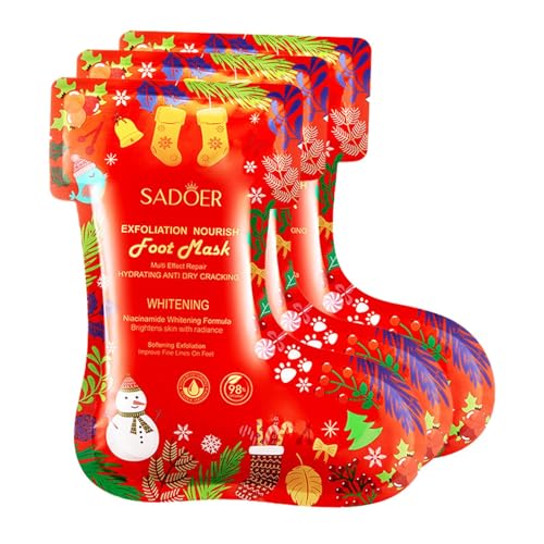 3x Fußmaske Peeling für Frauen Männer, Fuß-Spa Weihnachtsgeschenk Smooth Touch