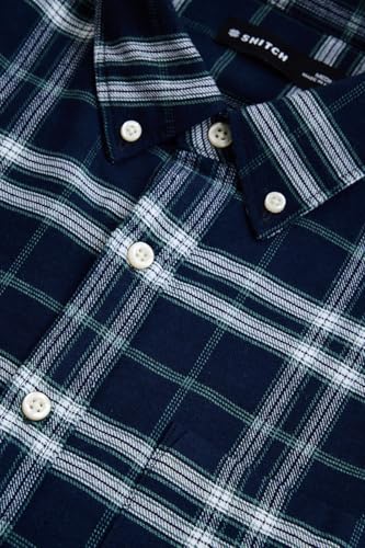 Image of SNITCH Men Casual Shirt | Regular Fit Full Sleeve Button-Down Collar Buffalo Check Pattern | Premium Cotton Blend & Breathable Fabric Outings
