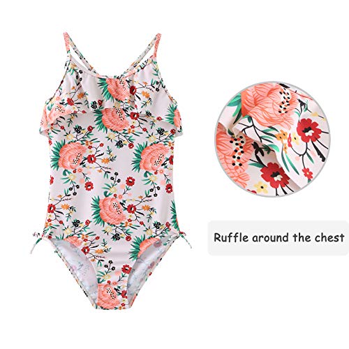 Girls One Piece Swimsuits Halter Bathing Suits Summer Ruffler Swimwear 2-14 Years4