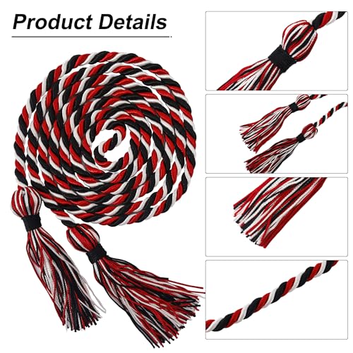 Image of GraduationMall Graduation Honor Cord 68 inch BlackRedWhite