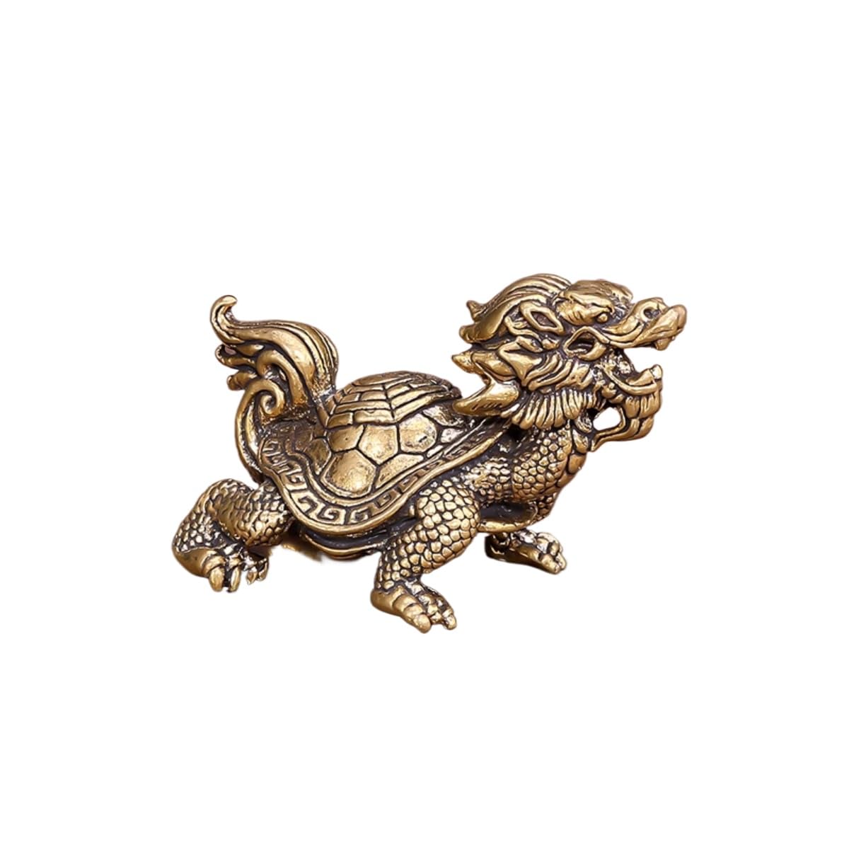 AOTTSD Feng Shui Dragon Turtle Statue, Brass Mythical Beast Sculpture