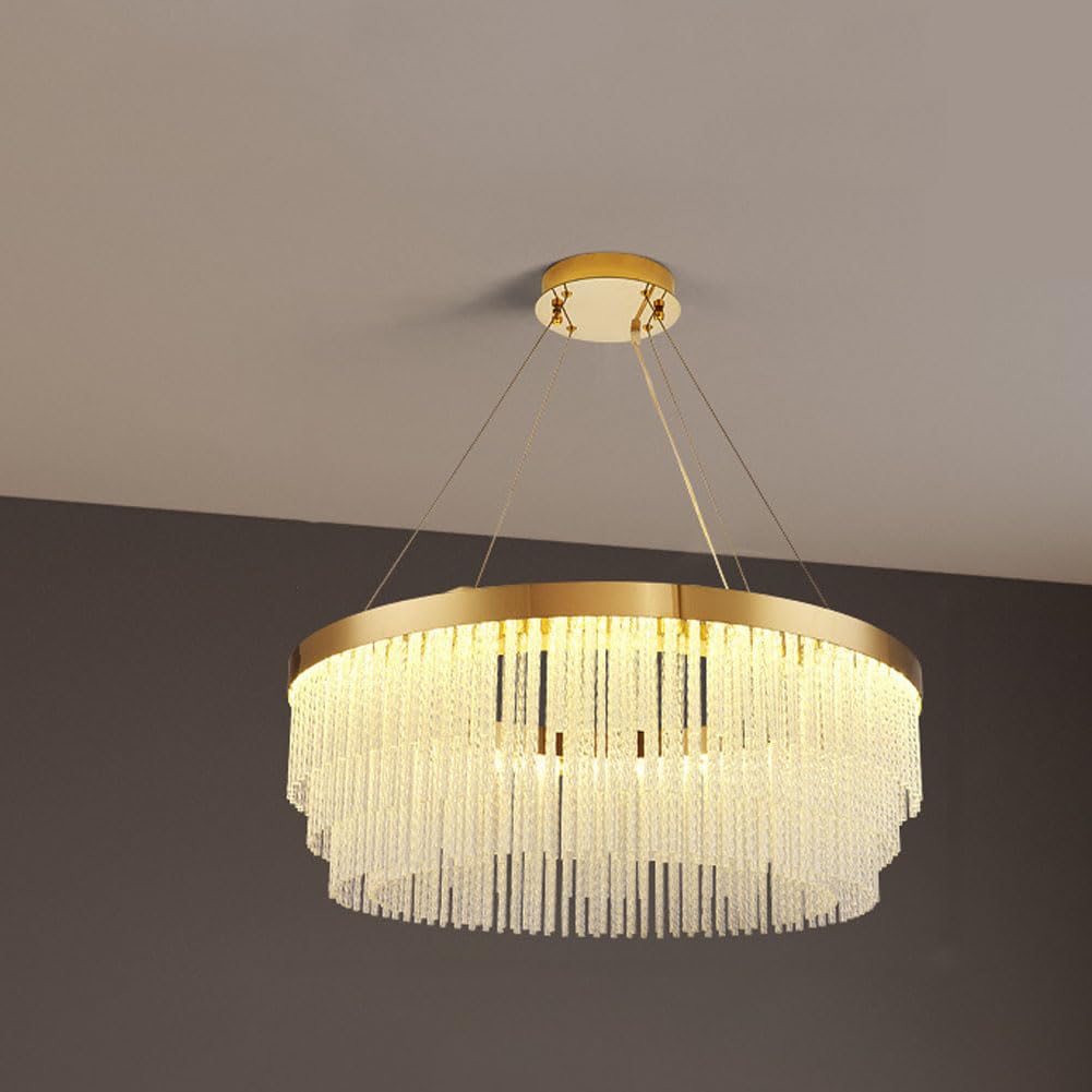 HXYSXHJUO Simple Light Luxury Crystal Chandelier, Creative Chain Light, Modern Round for Living Room Dining Bedroom den,80cm