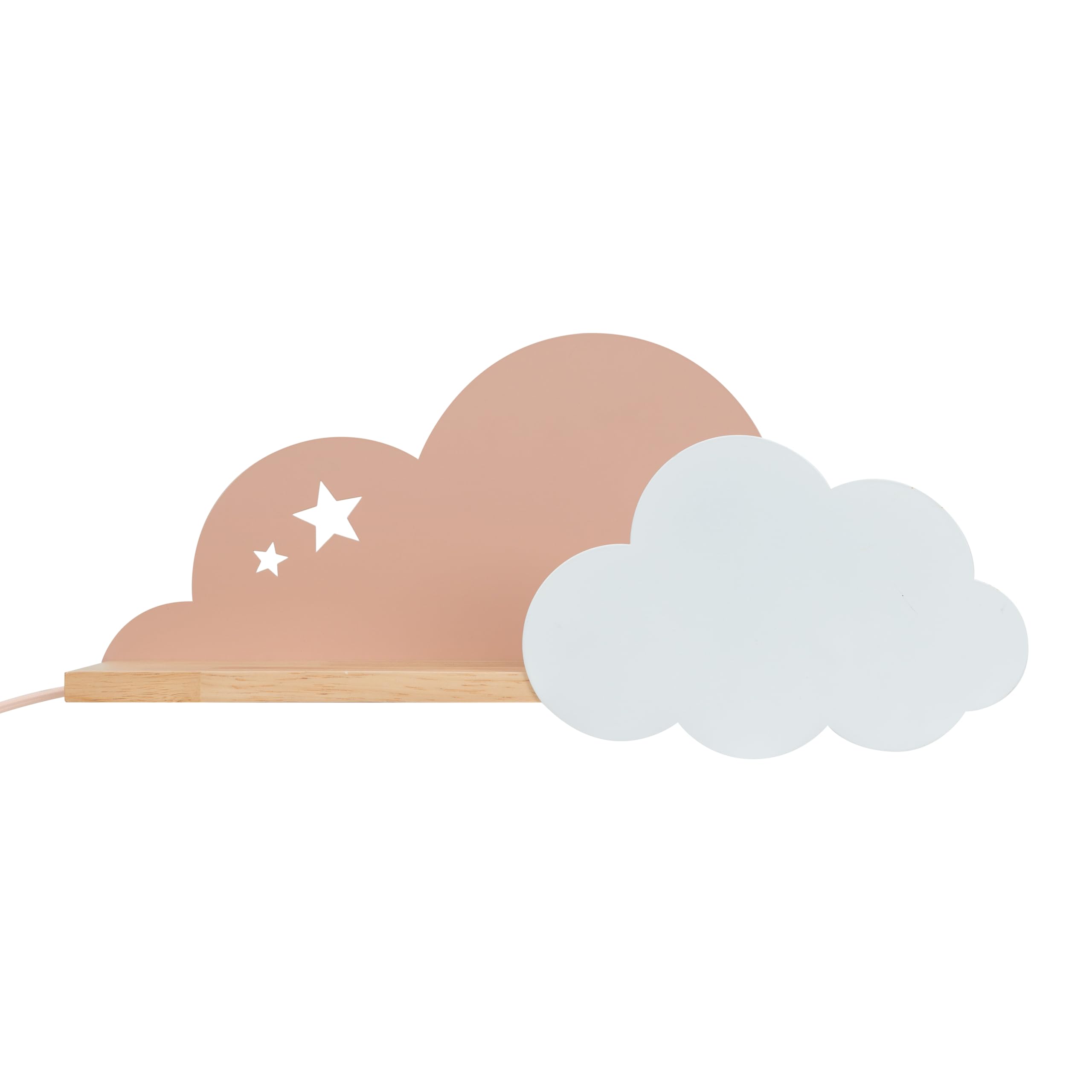 Valuelights Pink & White | Kids Pink And White Cloud Design Plug In Wall Light With Shelf And Pull Cord Switch Children's Bedroom Light + Led Bulb | Novelty & Home Improvements Essential