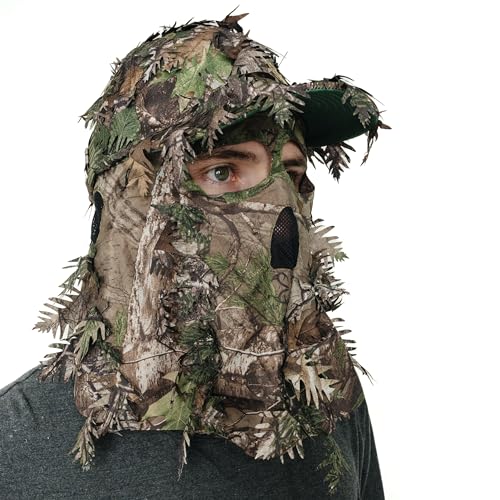 QuikCamo Realtree Xtra 2-in-1 3D Leafy Camo Face Mask + Hat Turkey Hunting Gear (Adjustable One Size Fits Most)