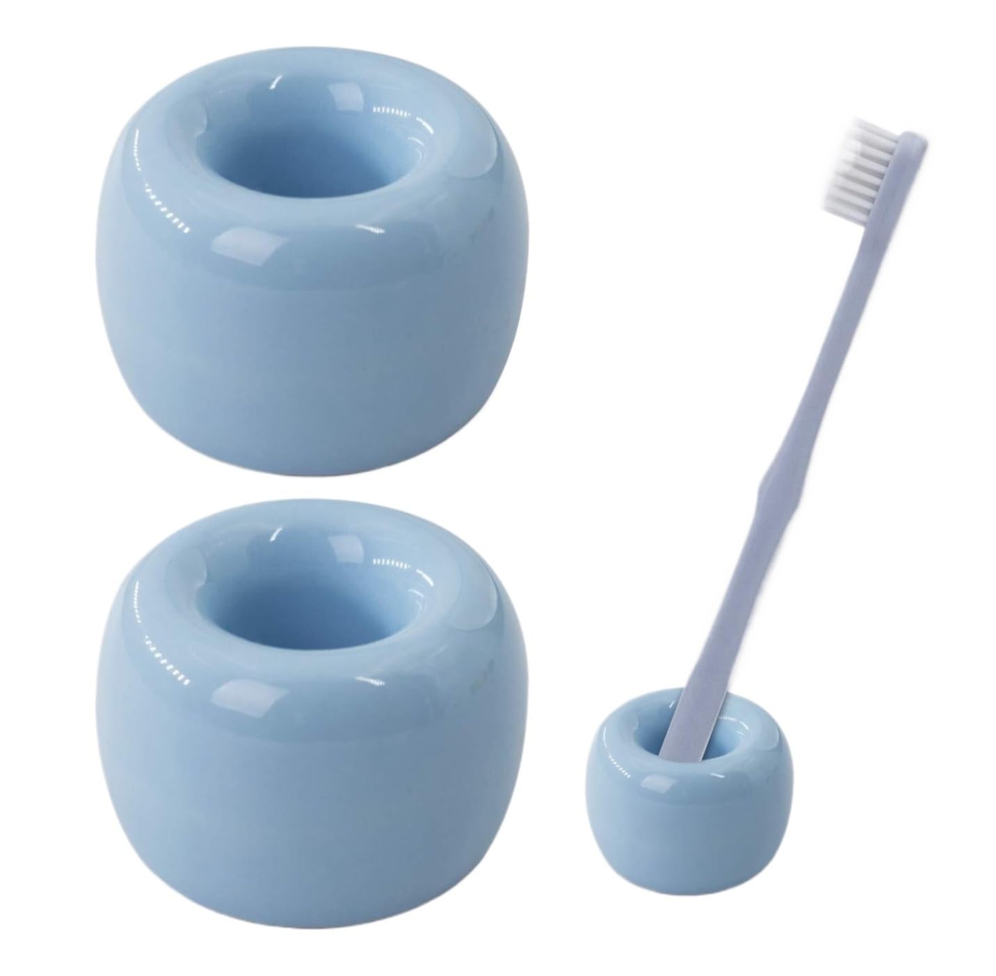 Baño Porta Soporte De Cerámica For Cepillos Dientes, Organizador Encimera Baño, For Cepillos Accesorios(Blue)