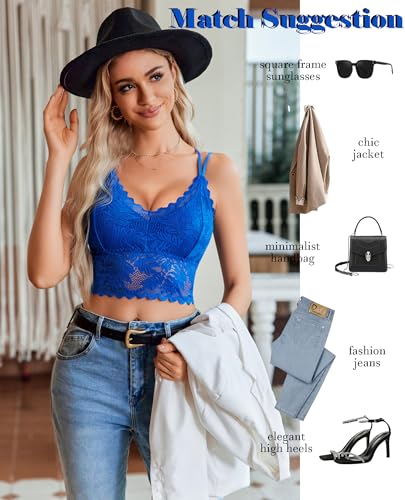Image of Avidlove Lace Bralette for Women V Neck Camisoles Racerback Adjustable Strap Sexy Crop Tops