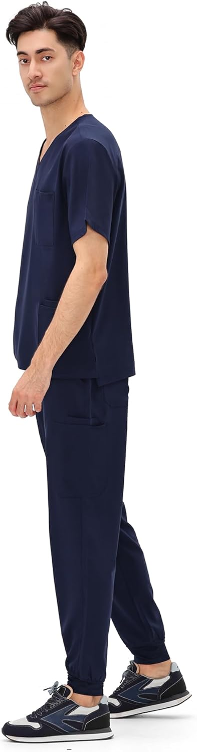 COZYFIT Scrubs for Men - 4 Pockets V-Neck Scrub Top and 7 Pockets Jogger Pants Mens Scrubs Set COZY SCRUBS - Image 7