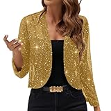 Redéfinissez votre tenue pour le temps frais ou le printemps. Ce n'est pas seulement une veste d'hiver pour femmes, c'est un blazer à paillettes dorées éblouissant pour femmes. C'est un haut de soirée élégant pour femmes et une veste d'hiver chic que les femmes adoreront pour une entrée stylée et étincelante.