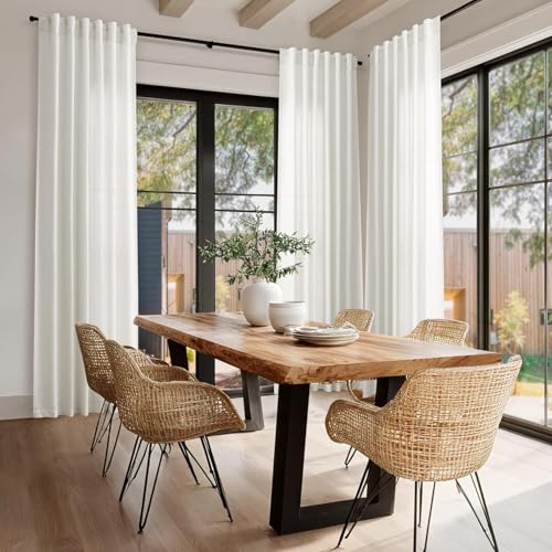 Image of Linen Curtains W34xL72 Inch 6ft for Living Room Ivory Natural