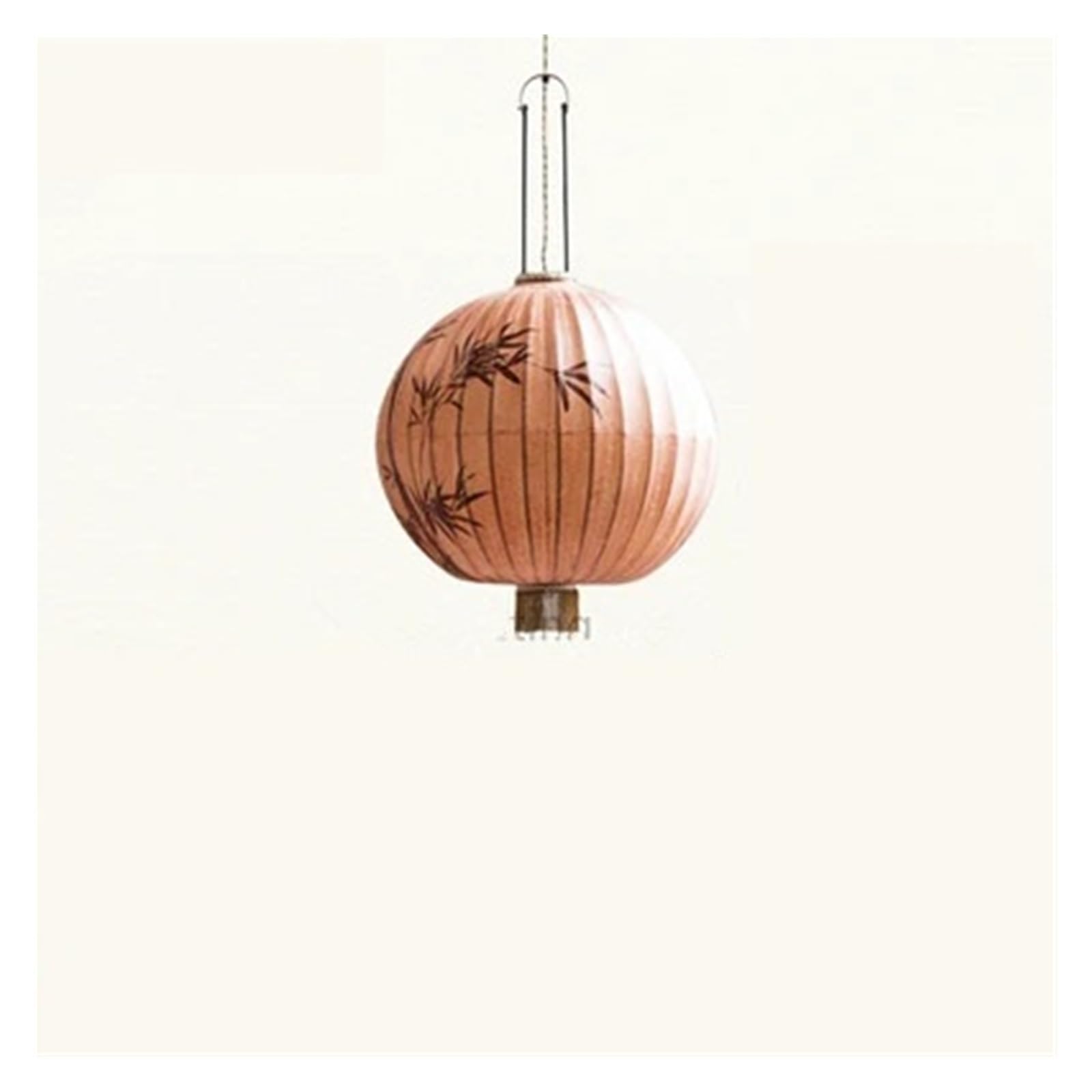 IUVYTA Traditional Lantern Painting Pendant Lamp Fabric Lampshade for Lights(C Pink-Dia45cm,Cold White)