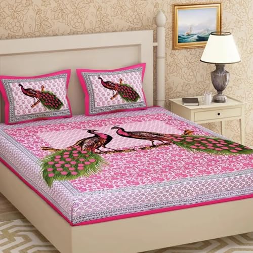 Image of Cotton Bedsheet (Pink, Double, Animal Print) - Attractive Animal Print Design, Durable Cotton, Soft Feel for Comfortable Sleep