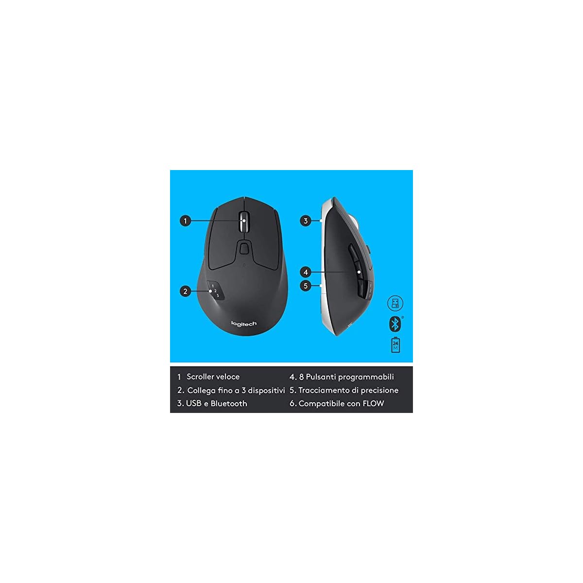 Logitech-MK850-Kit-Tastiera-e-Mouse-Wireless-Multidispositivo-Wireless-e-Bluetooth-24-GHz-12-Tasti-Programmabili-Durata-Batteria-di-3-Anni-PCMac-Layout-Italiano-QWERTY-Nero