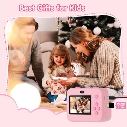 Kids Instant Print Selfie Camera for Girls,1080P HD Digital Camera for Kids with Print Paper & 32GB Card, Christmas Birthday Gifts Kids Toys for 3-12 Years Old (Pink) - Image 6
