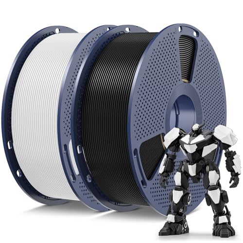 Image of SUNLU PLA Filament 1.75mm, Premium PLA 3D Printer Filament, High Precision & Tangle-Free, 2-Pack (2kg Total, 1kg / Spool). (Black+White)