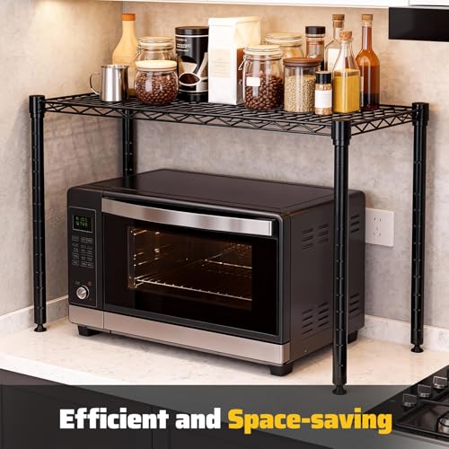 Image of 1-Tier Wire Shelving Unit, Stackable Metal Storage Shelves, Versatile Utility Shelves & Wire Rack for Garage Shelving, Pantry Shelves, Office, Living Room, Garage,Black