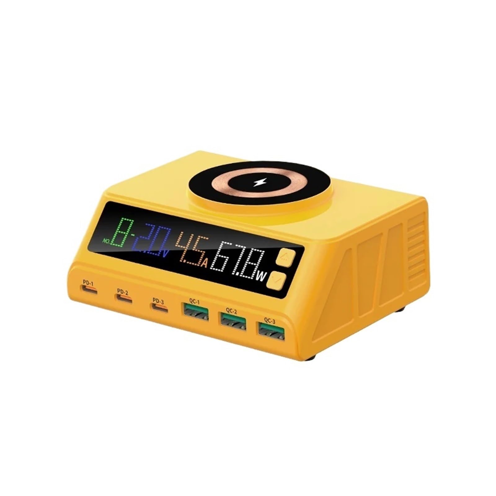 Station De Chargeur USB 110W À 6 Ports, Charge Rapide sans Fil Magnétique QC3.0 PD3., for Tous Les Téléphones Et Ordinateurs Portables Capacité De Charge Rapide(Yellow)