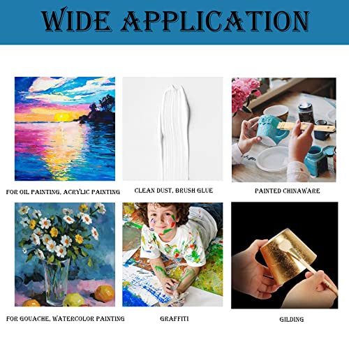 Fortunemee 10 Pcs Assorted Size Paint Brush Gilding Brush Gold Leaf Goat Hair Duster Flat Hake Brush Sweep Mops For Watercolor, Wash, Ceramic Pottery Painting, Metallic Foil Flakes Art Crafts Supplies #TOP7