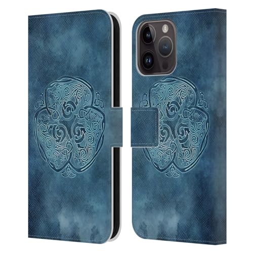 Carcasa iPhone 15 Pro Max en Piel con Ilustración Detallada del Nudo de Lobo Celta