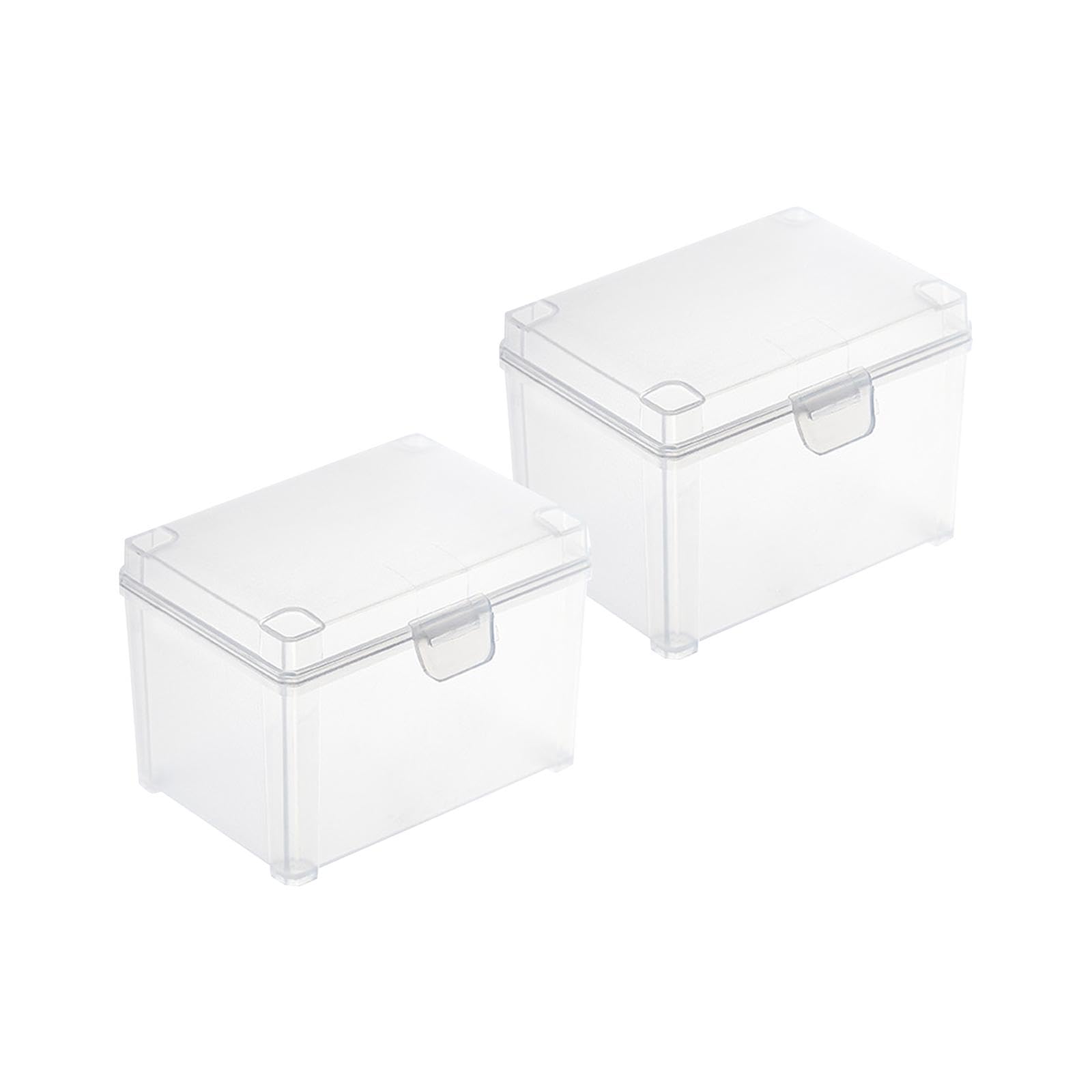 WOVEBIUS 2x Transparent Storage Boxes with Lid Desktop Organizers for Cards Home Desk