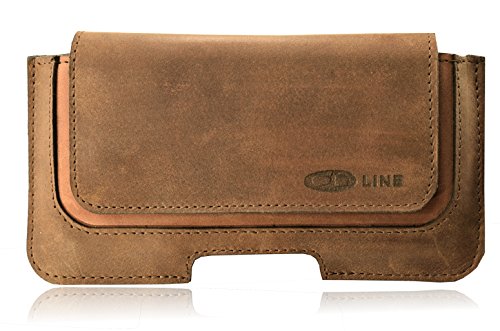 Funda Holster ORLINE Slim Cinturón de Piel para el LG K8 2017 Estuche de Bolsa Funda Horizontal Funda de Piel Funda de Piel con Cierre magnético y trabilla para cinturón en óxido marrón Claro/Naranja