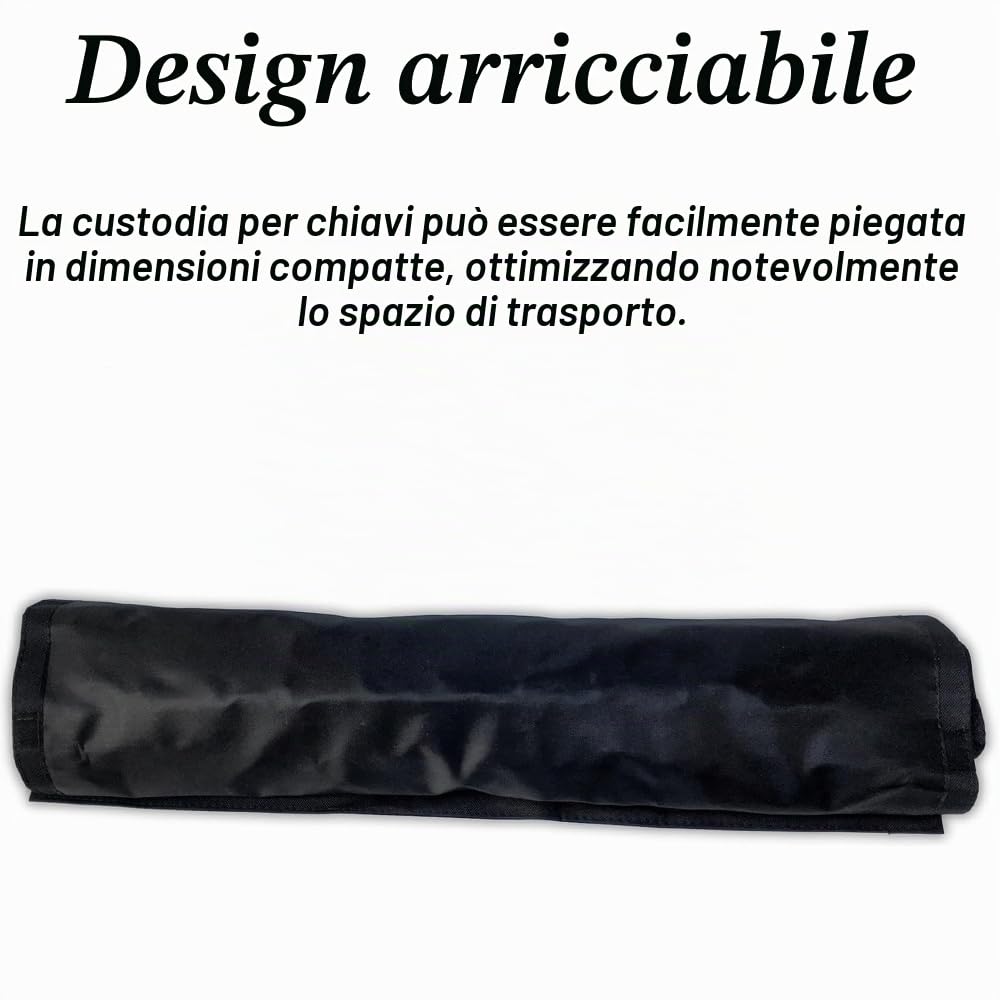 Custodia per chiavi arrotolabile, portatile, con 30/40/50 posizioni chiave, per auto, vendite, immobiliare, gestione alberghiera, Nero , 50 Hooks (Positions), moderno