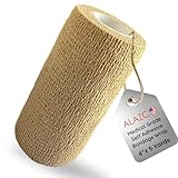 4' x 5 yrd Beige Self Adhesive Flexible Bandage Wrap Stretch Roll Tape Wrist Ankle Hand Leg Medical Grade Sports Compression Lymphedema Individually Wrapped Sprains Support First Aid Pets Cat Dog