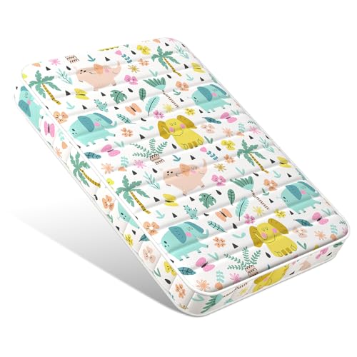 Image of 3 Inch Mini Toddler Mattress, 38 inch Lx26 inch W Portabel Mattress, Elephant