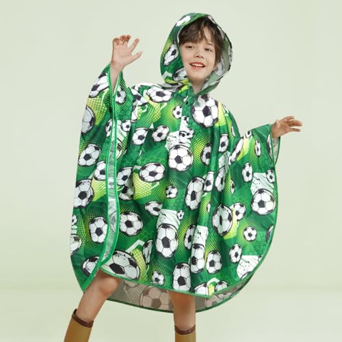 Image of WAWSAM Lightweight Rain Poncho Kids, Ponchos for Kids Waterproof Reusable Hooded, Kids Poncho Rain Jacket for Boys and Girls