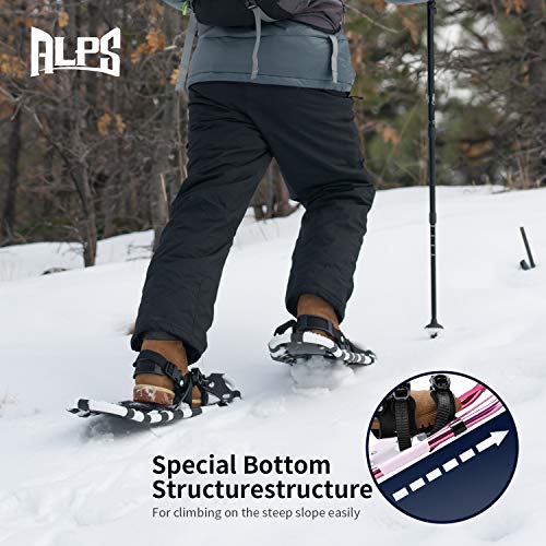 ALPS 25 Inches Light Weight Snow Shoes Set for Women, Girls, Aluminum Snowshoes for Hiking and Outdoor Activities