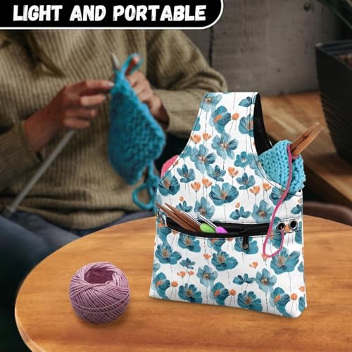 Image of Flower Yarn Bags with Holes for Crochet for Women Knitting Yarn Storage Bag Organizer Small Crochet Organizers and Storage Lightweight Knitting and Crochet Supplies