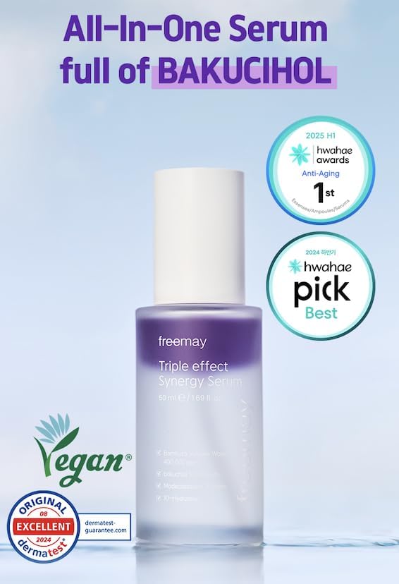 freemay Triple Effect Synergy Serum 50 ml / 1.69 fl oz – Hydrating Facial Serum with Bakuchiol & Hyaluronic Acid - Image 2