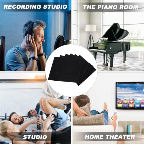 6 Piezas Paneles de Fibra de Poliéster Negro Absorbentes de Sonido para Tratamiento Acústico y Aislamiento de Pared miniatura 4