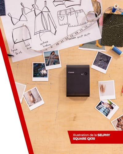 Canon SELPHY Square QX10 Imprimante Photo Portable - Tirages de Haute Qualité, Fonctionnalités Créatives - Imprimante Portable pour Le Scrapbooking & Les Albums Photo, Noir
