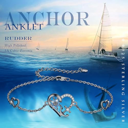 Image of MEDWISE Multicolor Anchor Ankle Bracelets 925 Sterling Silver Anchor Jewelry Adjustable Anklet Summer Beach Jewelry for Daughter Women Wife Mom Christmas Gifts 2025