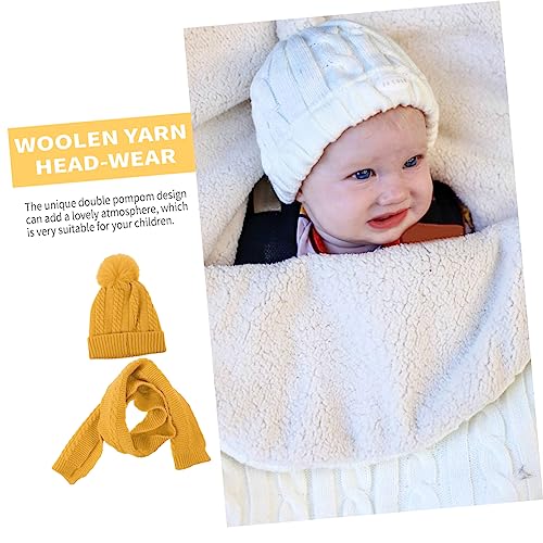 1Set Knitted Woolen Yarn Hat and Scarf Breathable Neck Neckerchief for Boys and Adorable Winter Costume Supply4