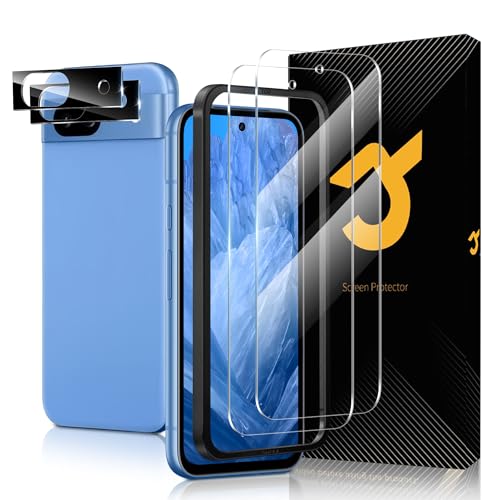 JZG 2 Pack Tempered Glass Screen Protector for Google Pixel 8a 2 Pack Lens Protector 9H Hardness Bubble Free Scratch Resistant Bubble Free