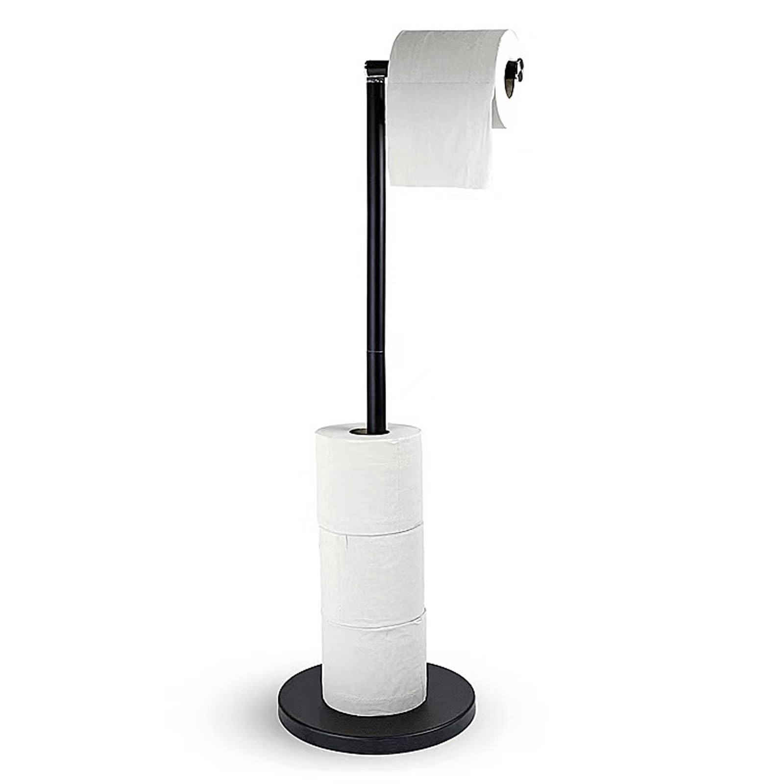 Toilet Paper Holder, Modern Freestanding Tissue Roll Holder for Bathroom, Can Store 4 Rolls of Spare Toilet Paper,Suitable for Bathrooms(Black,2PCS)