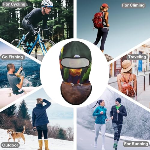 Balaclava para hombre y mujer, máscara para esquí con diseño de loros arcoíris, cubreboca completo para ciclismo miniatura 6