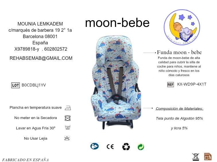 Housse compatible avec Klippan Kiss 2 et Plus Moon-bebe, coton bleu doux