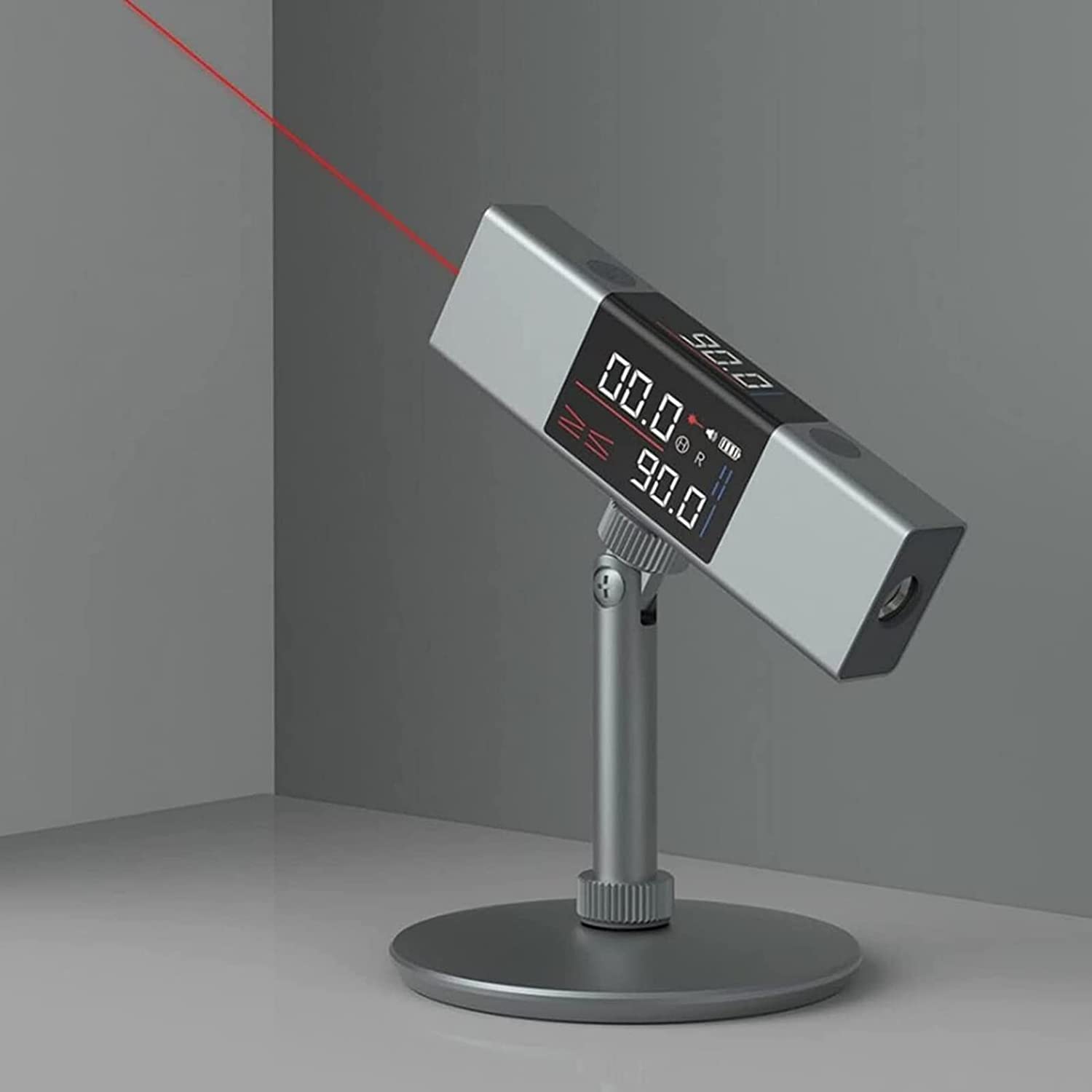 Laserowa linijka kątowa, podwójny laser, duży wykrywacz kątowy LCD i statyw w zestawie do szybkich i profesjonalnych pomiarów