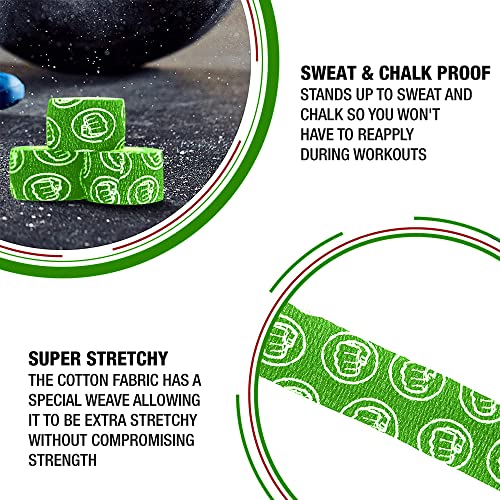 Wod Nation Weightlifting Hook Grip Tape - Bulk Pack 23 Ft/Roll - Comfortable, Stretchy Athletic Tape For Weight Lifting, Cross Training - Thumb, Wrist & Finger Protection (Green 3Pk (23Ft Per Roll)) #TOP3