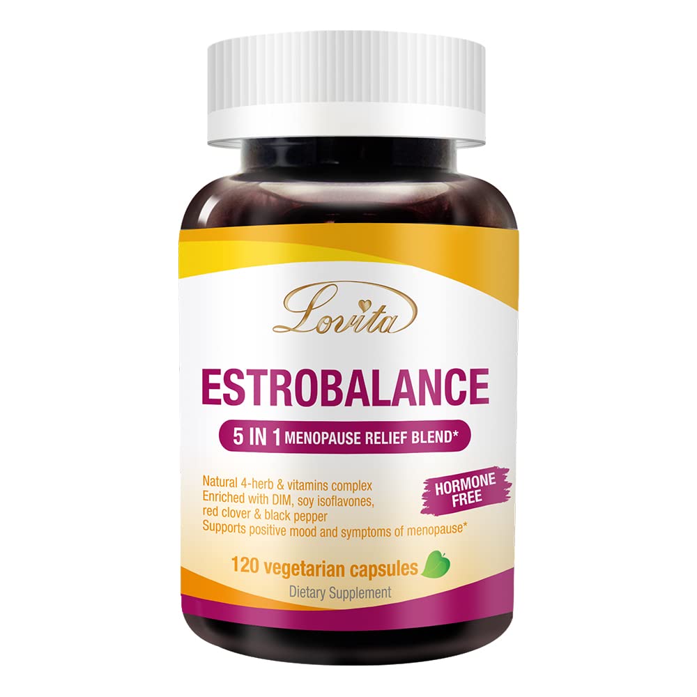 LOVITA Menopause Supplements for Women, DIM Complex with Soy Isoflavones, Red Clover, Vitamin D3 & Black Pepper for Menopause & Hormone Balance