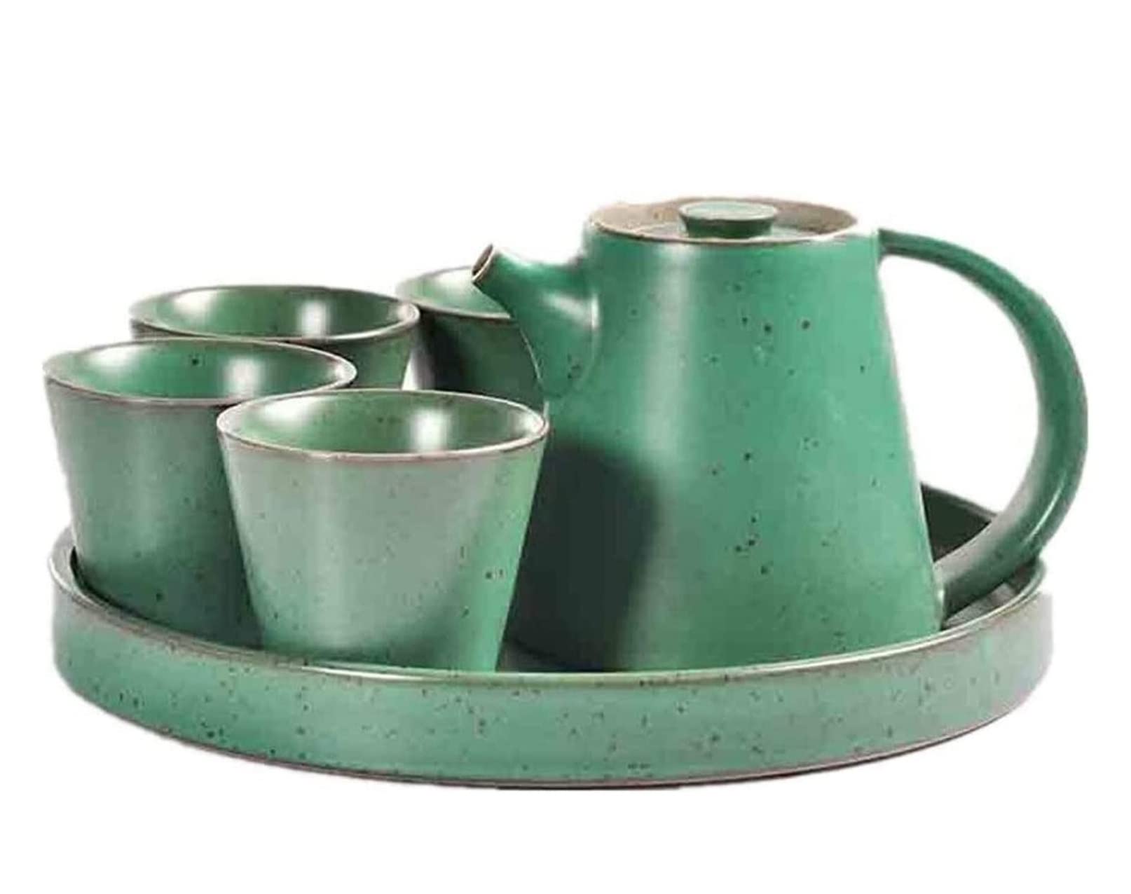 DANNMPX Tea Set 6 Piece Japanese Style Tea Set Coffee Cup Teapot With Tray And Cups Service For 4 Adult Home Decor Teapot And Cups(Grün)