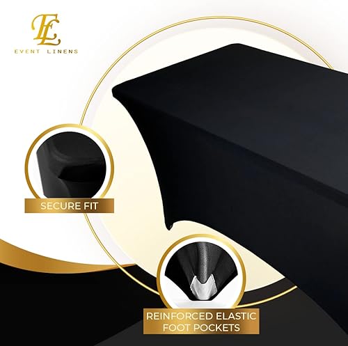 Miniatura 4 de Mantel cubremesa elastizado rectangular de 6 ft de lino de lycra ajustado para cubrir la mesa de DJ artesanos vendedores bodas fiestas